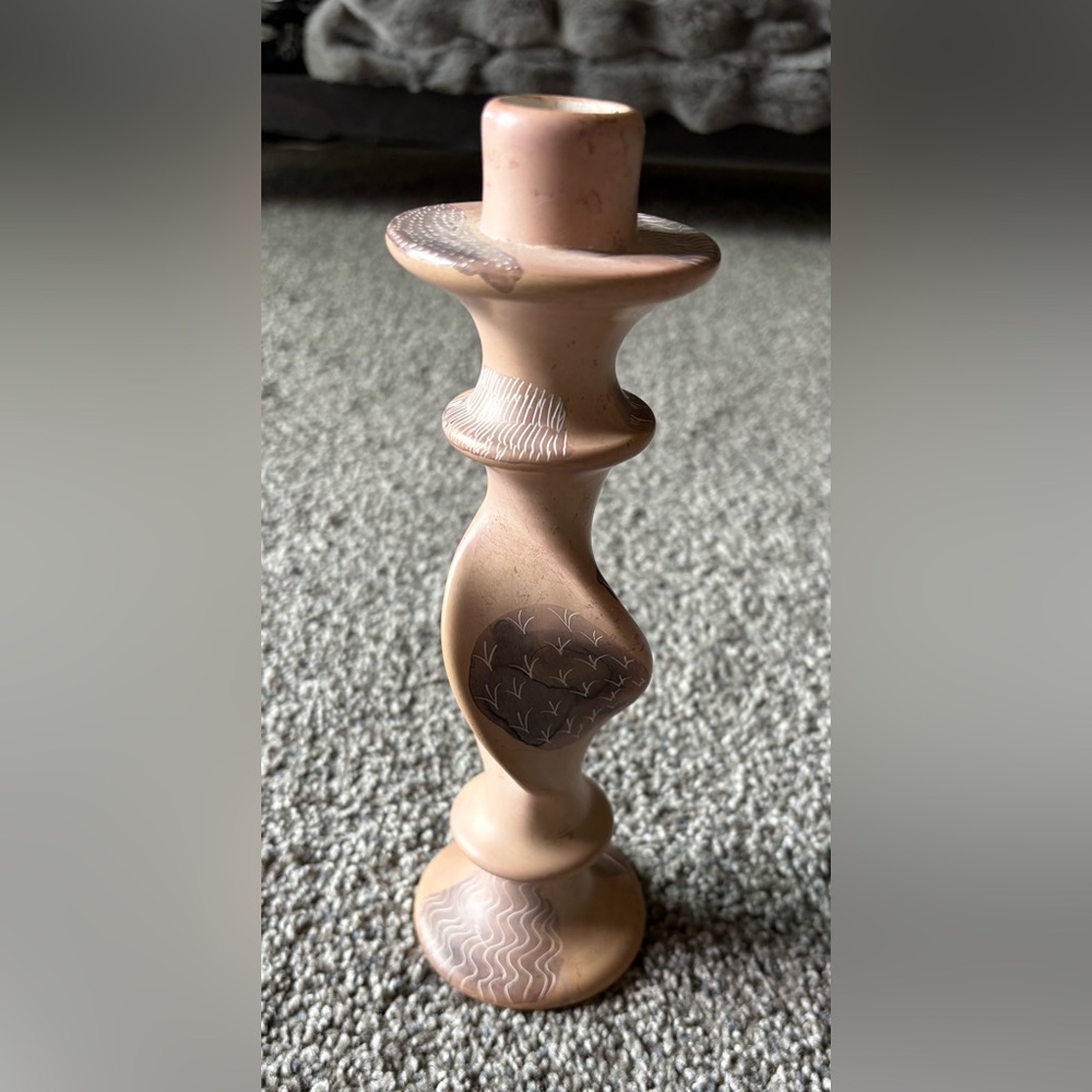 SOAPSTONE Pillar Candlestick holder KENYA